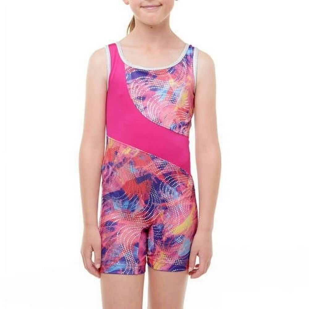Pink and Purple Patterned Leotard Girls Large GUC